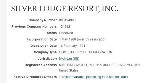 Silver Lodge Resort - Corporate Registry